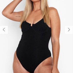Plus BooHoo Crinkle Underwire Swimsuit